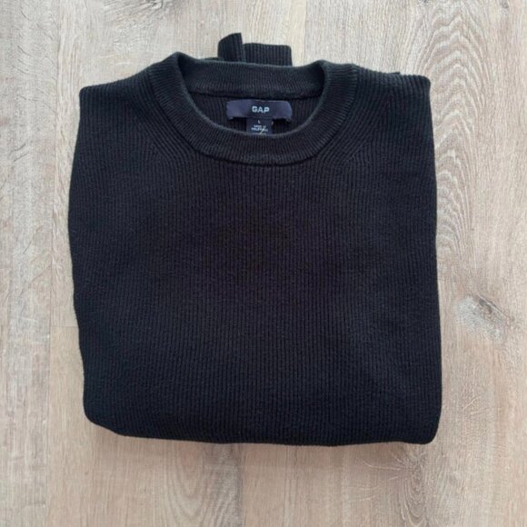 Vtg 90s GAP Black Heavy Rib Knit Mock Neck Sweater - $75 - Picture 1 of 4